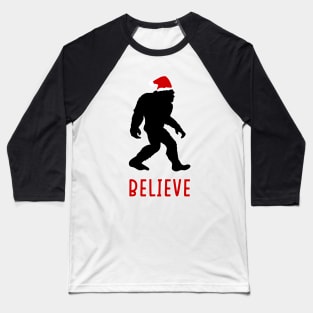 Big Foot Sasquatch Believe Christmas Funny Holiday Baseball T-Shirt